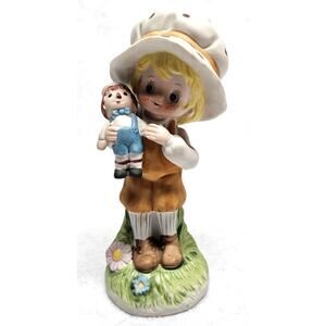 Vintage Home Interiors HOMCO 1980s Ceramic Hand Painted Figurine Girl Rag Doll